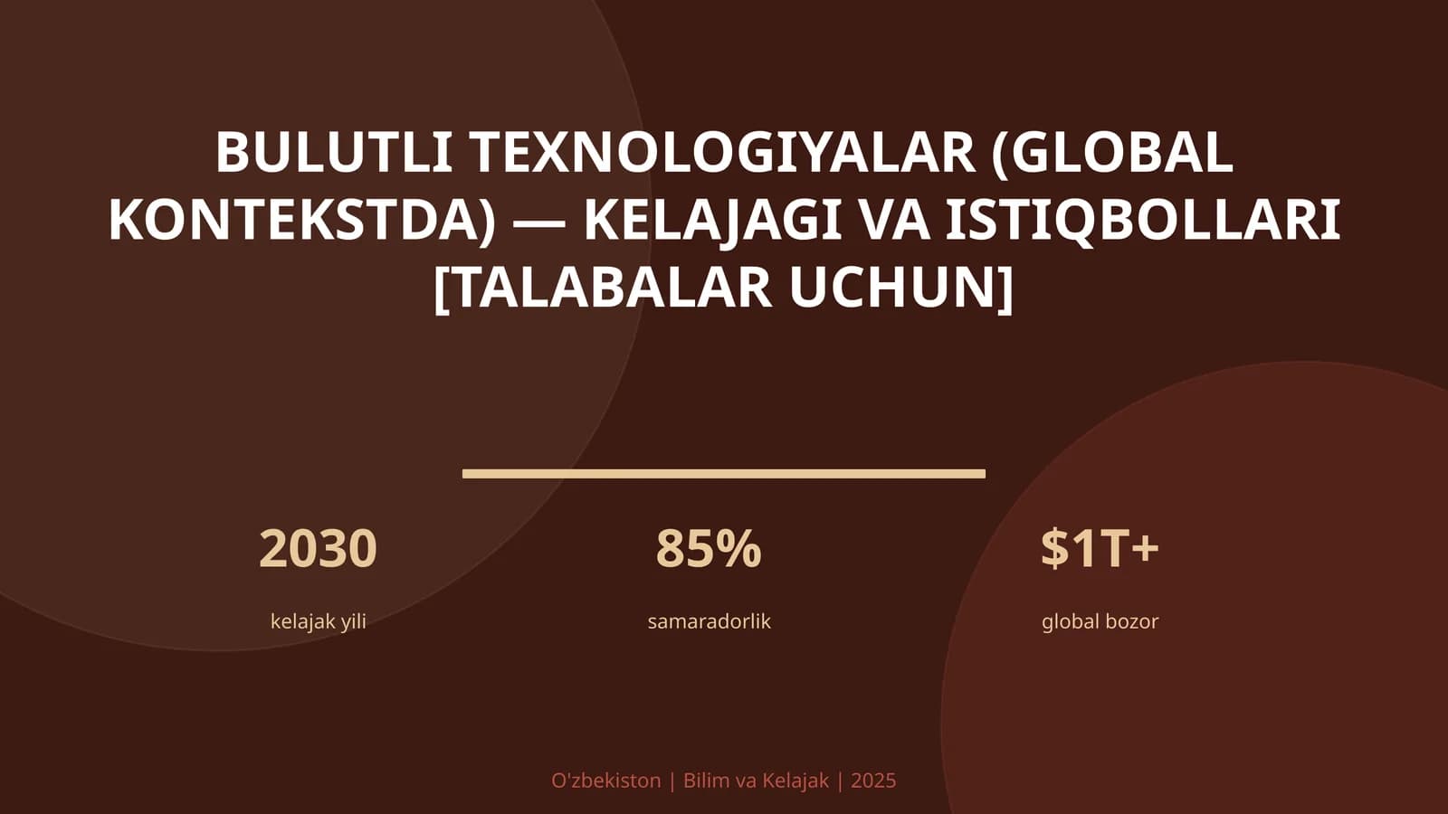 Bulutli texnologiyalar (global kontekstda) — kelajagi va istiqbollari [talabalar uchun]