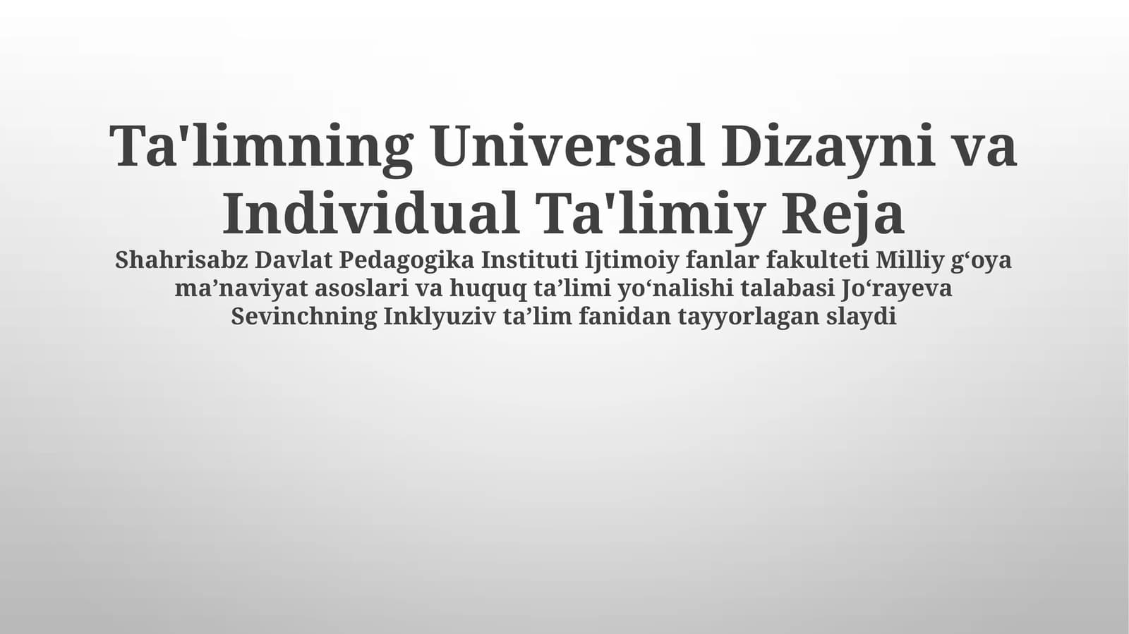 Individual Ta'lim Dasturi (ITD)