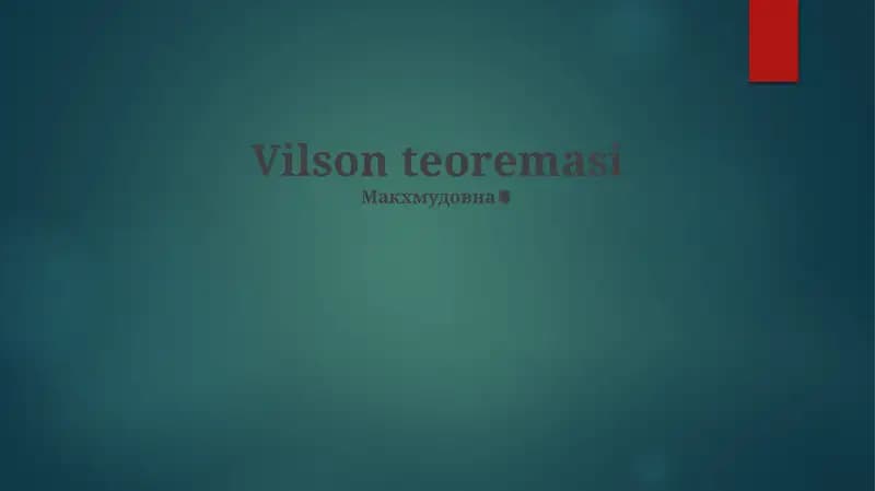 Uilson teoremasi