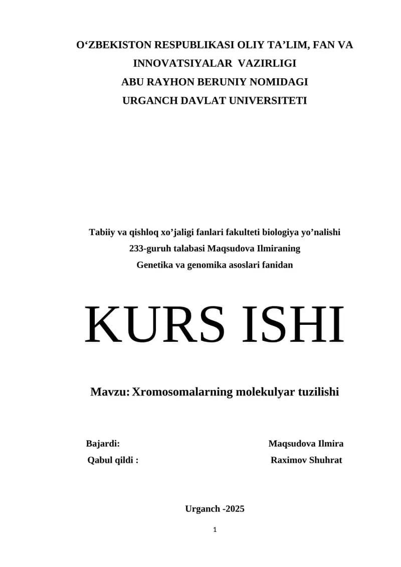 Xromosomalarning molekulyar tuzilishi
