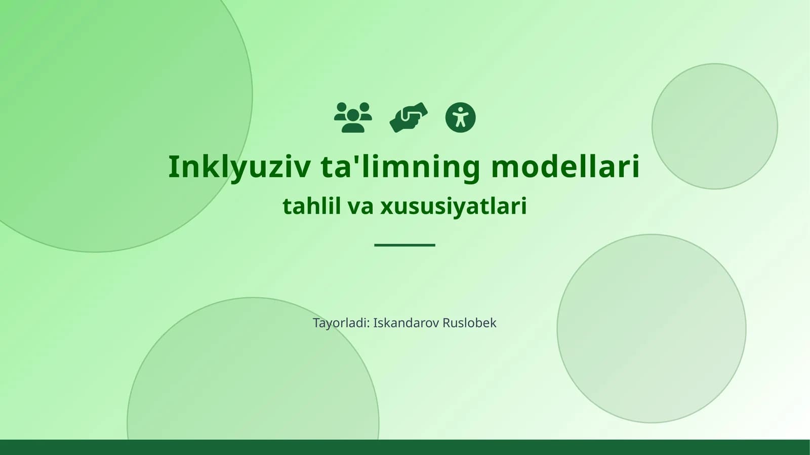 Inklyuziv ta'limning modellari tahlil va xususiyatlari