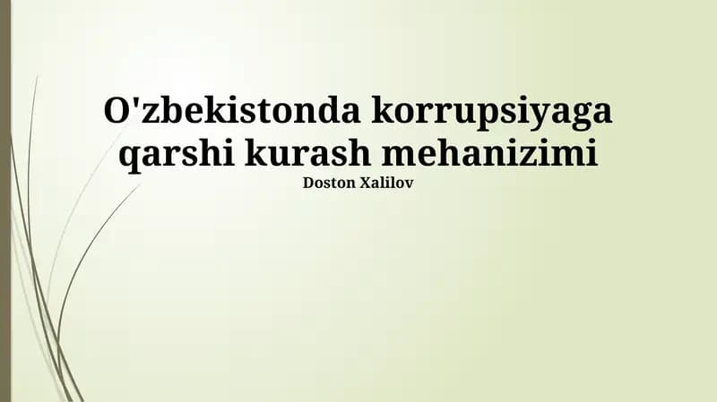 Korrupsiyaga Qarshi Kurash Mekanizmi