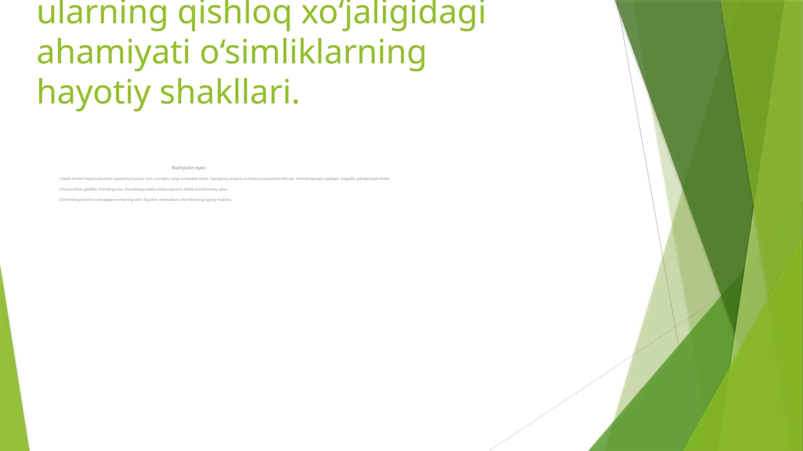 O'simliklarning hayotiy shakllari