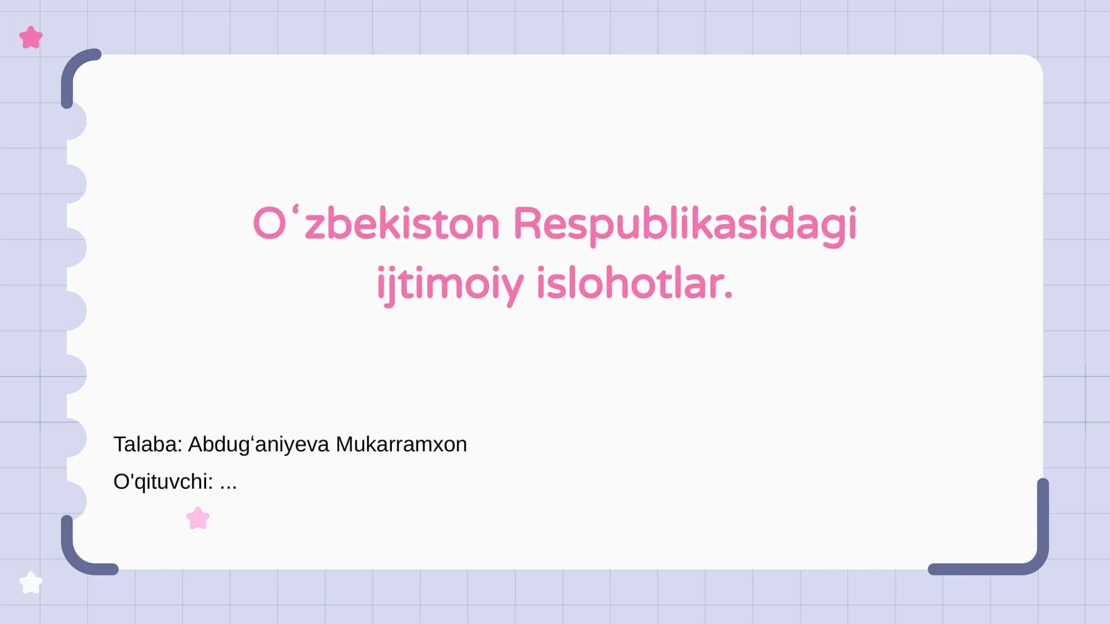 Oʻzbekiston Respublikasining ijtimoiy islohotlari