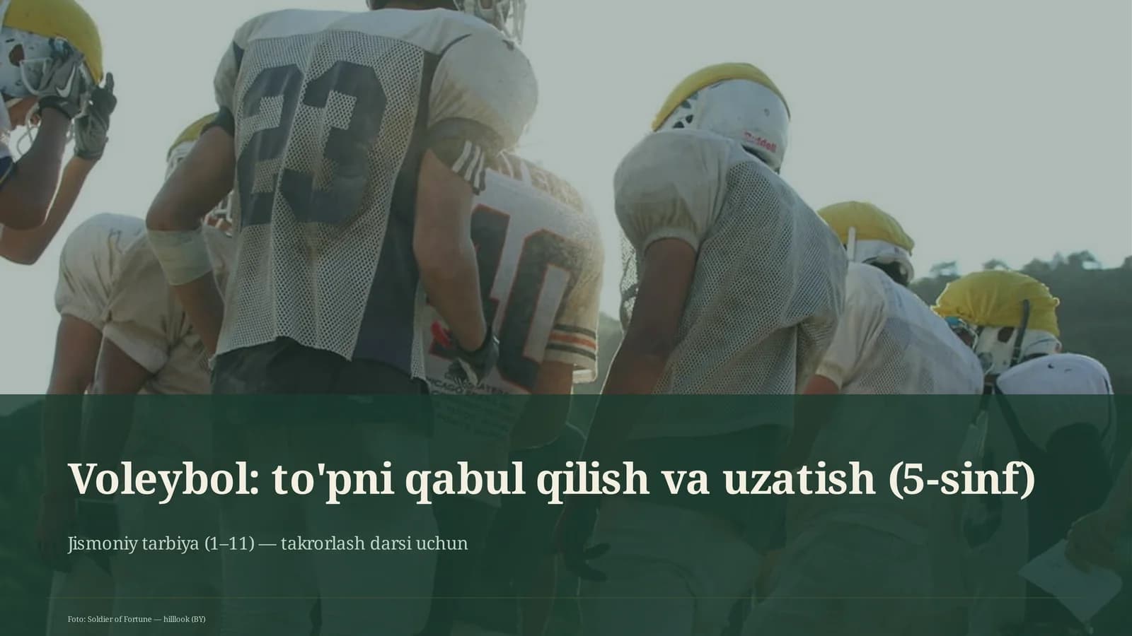 Voleybol: to'pni qabul qilish va uzatish (5-sinf)