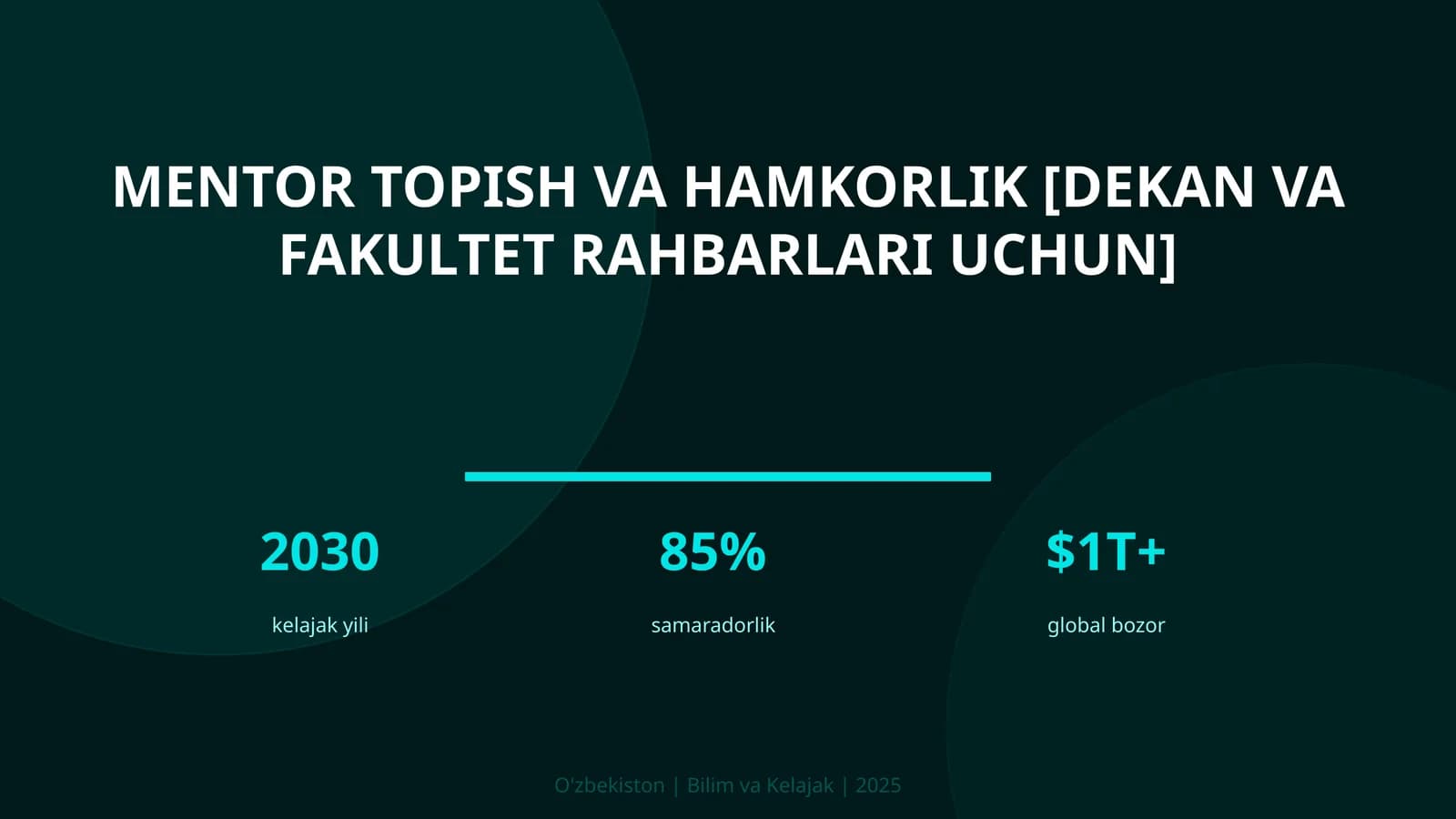 MENTOR TOPISH VA HAMKORLIK [DEKAN VA FAKULTET RAHBARLARI UCHUN]
