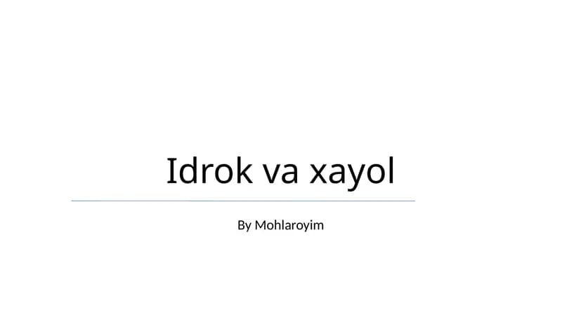 Idrok va xayol