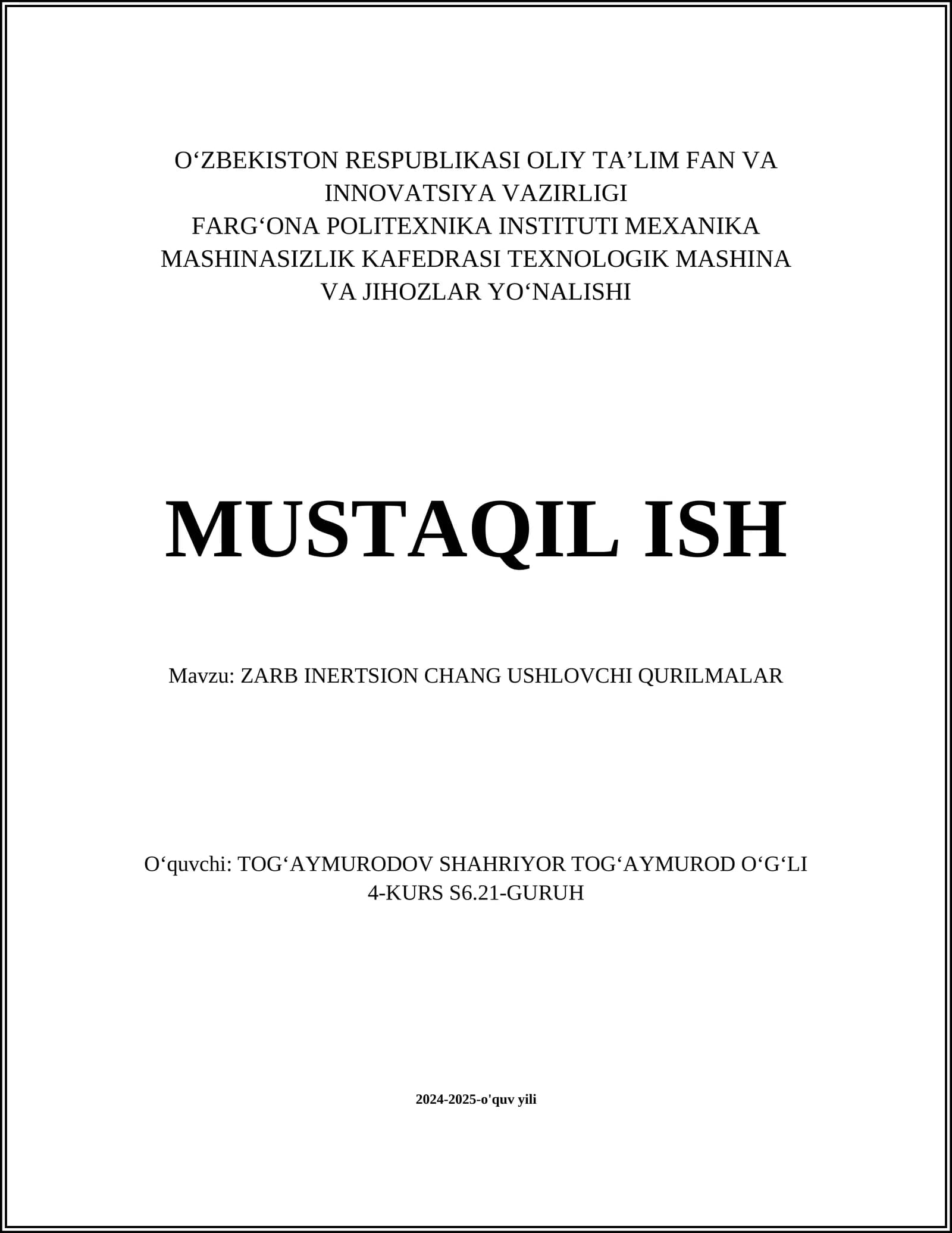Zarba Inertsiya Kuchlari