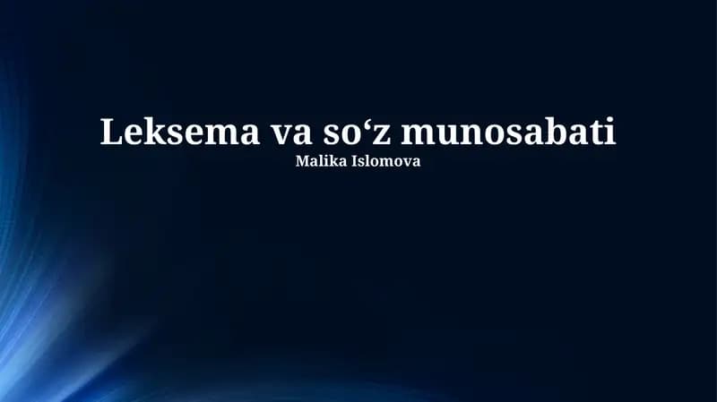 Leksema va soʻz munosabati