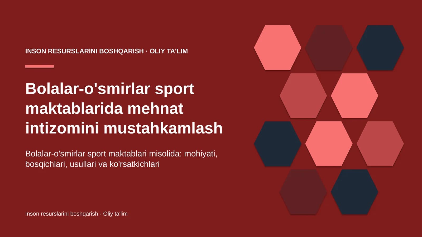 Bolalar-o'smirlar sport maktablarida mehnat intizomini mustahkamlash