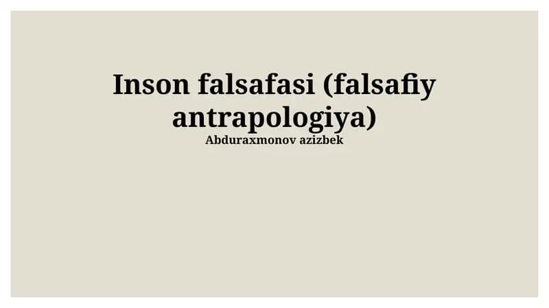 Inson falsafasi (falsafiy antrapologiya)