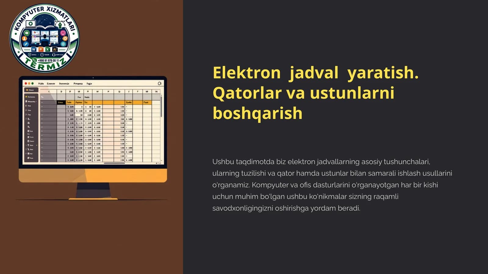 Elektron Jadval Yaratish