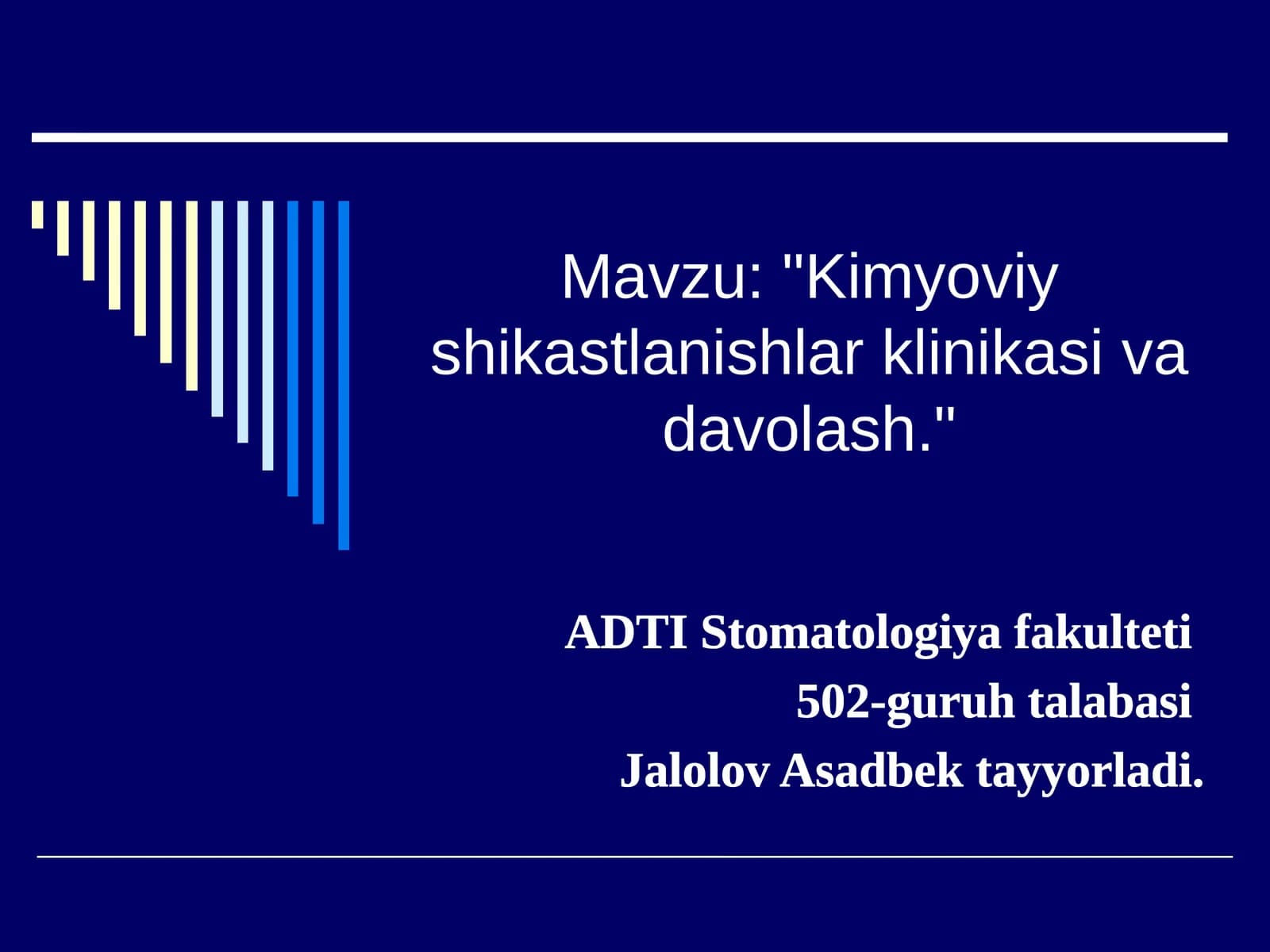 Kimyoviy shikastlanishlar klinikasi va davolash