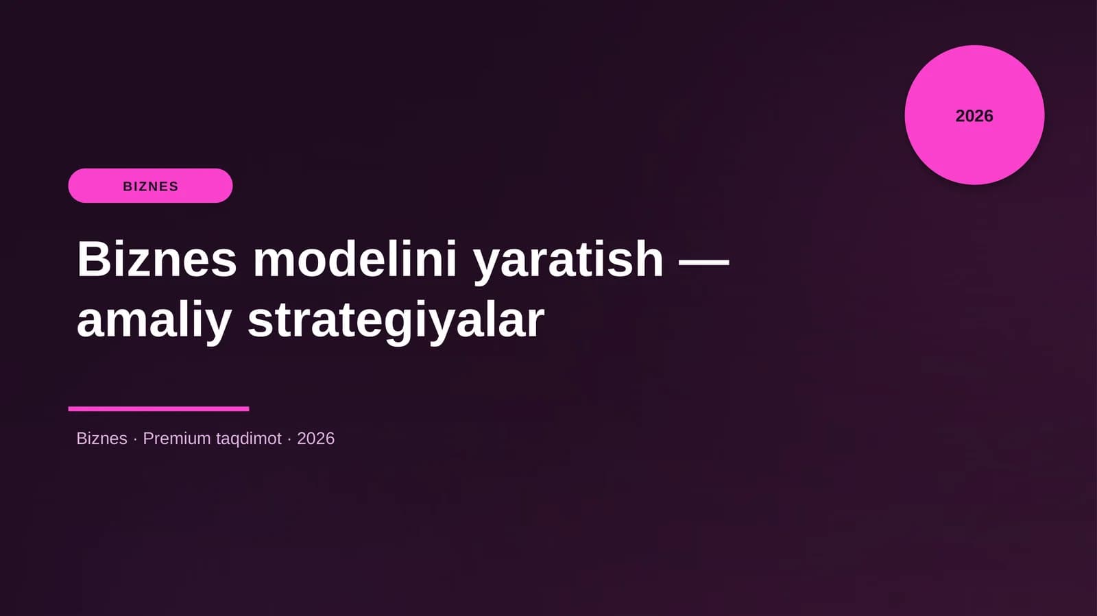 Biznes modelini yaratish — amaliy strategiyalar
