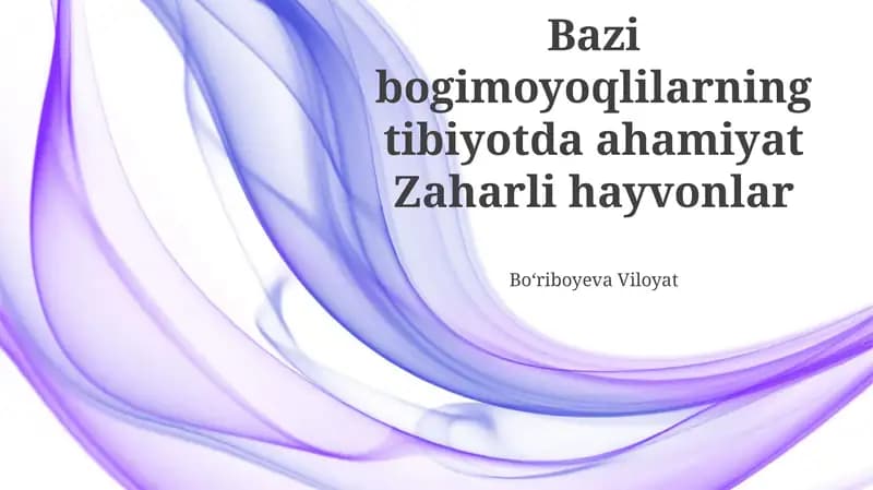 Zaharli Buğimoyoqlilarning Tibbiyotdagi Ahamiyati