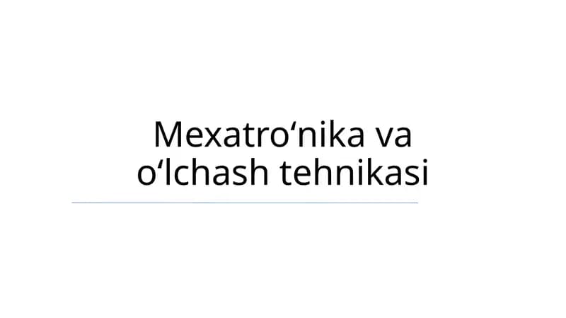 Mexatroʻnika va oʻlchash tehnikasi