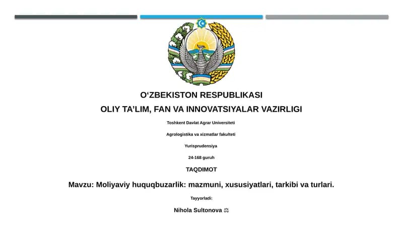 Moliyaviy huquqbuzarlik: mazmuni, xususiyatlari, tarkibi va turlari