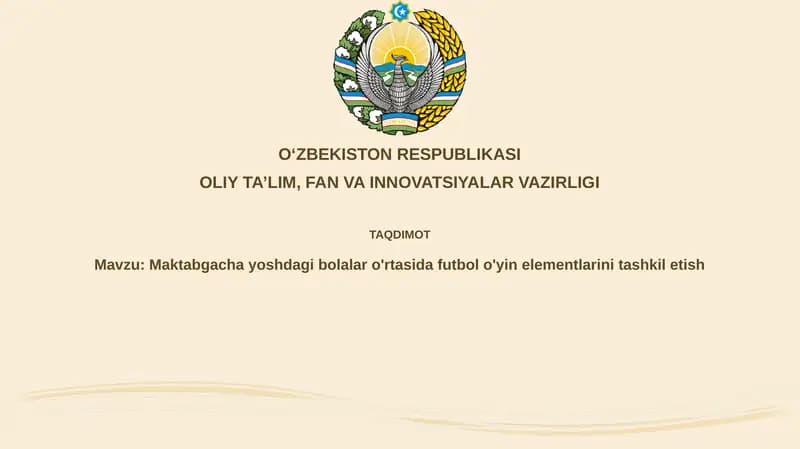 Maktabga yoshdagi bolalar o'rtasida futbol o'yini elementlarini tashkil etish