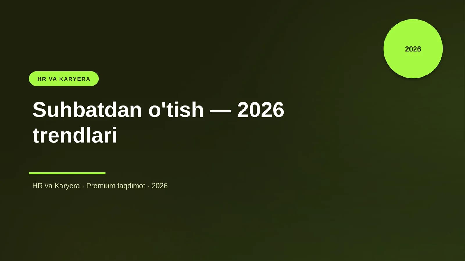Suhbatdan o'tish — 2026 trendlari