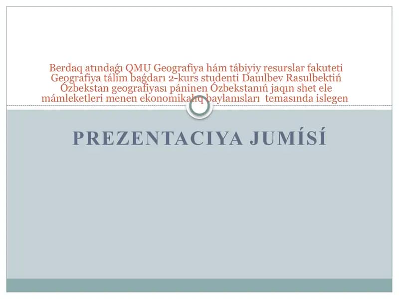 QMU Geografiya hám tábiyiy resurslar fakuteti Geografiya tálim baǵdarı