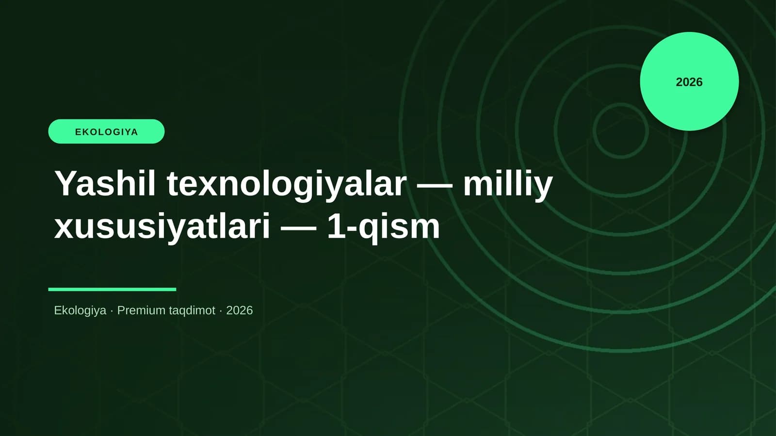 Yashil texnologiyalar — milliy xususiyatlari — 1-qis
