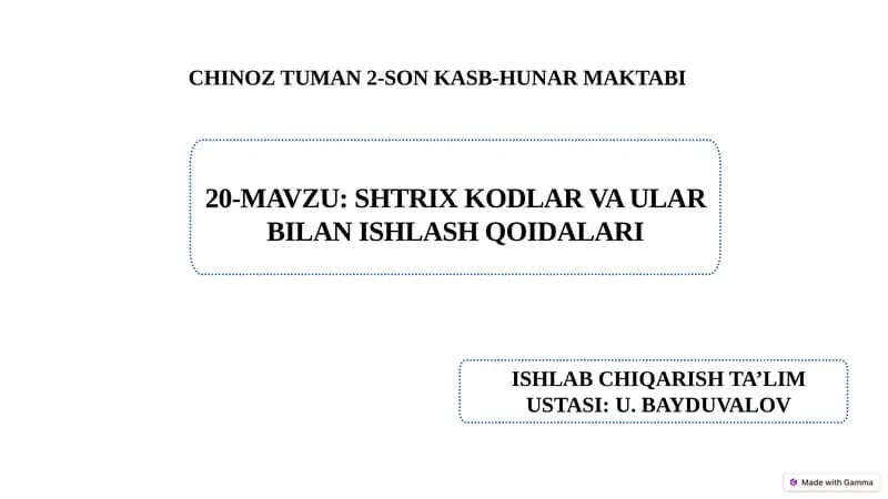 Shtrix kodlar va ular bilan ishlash qoidalari.