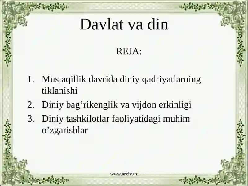 Davlat va din