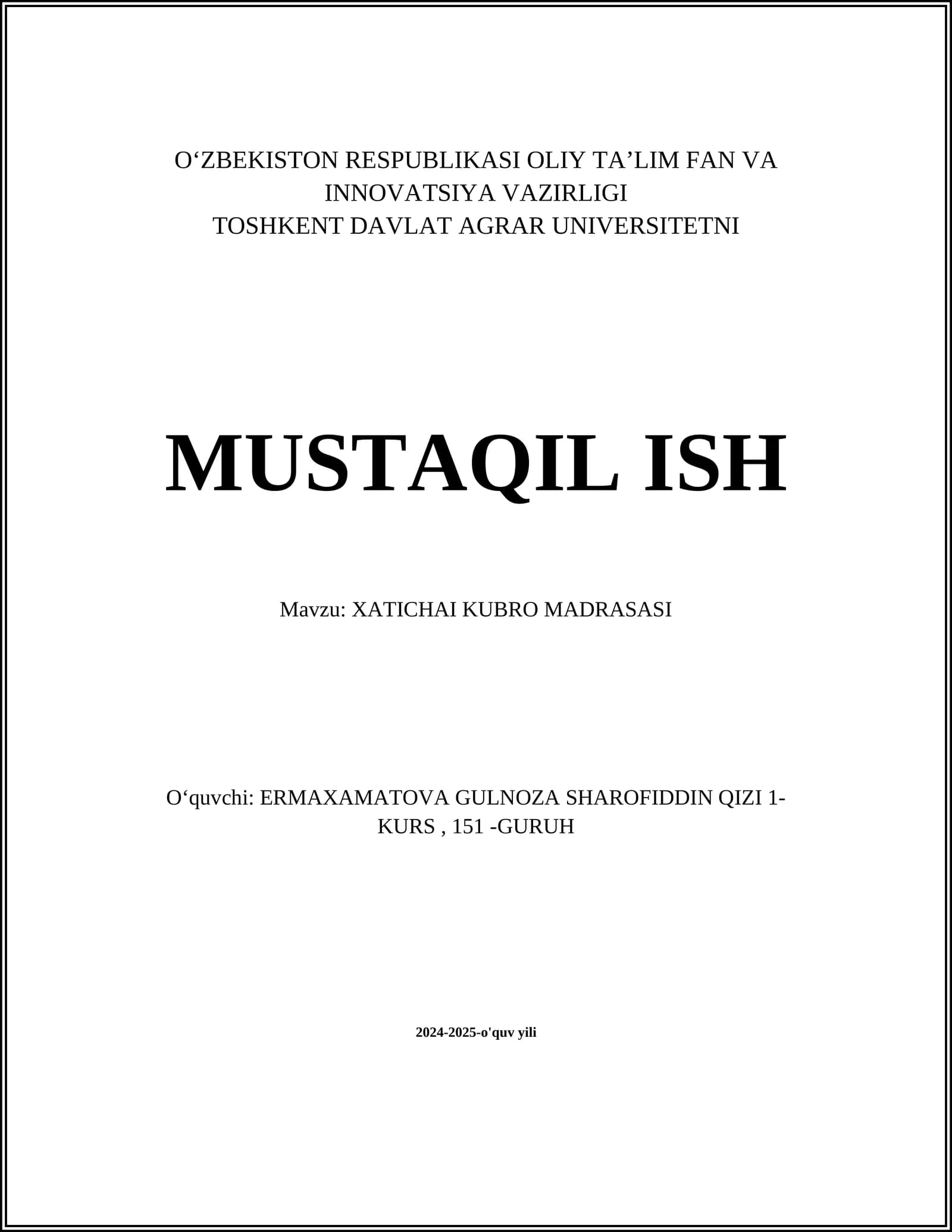 XATICHAI KUBRO MADRASASI