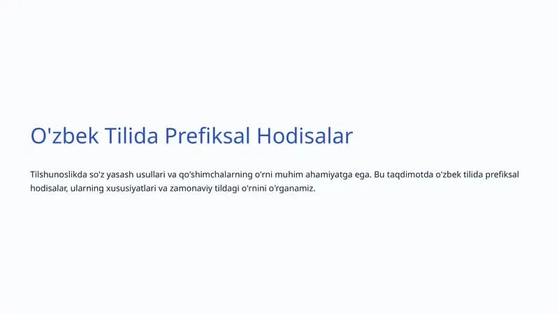 O'zbek Tilida Prefiksal Hodisalar