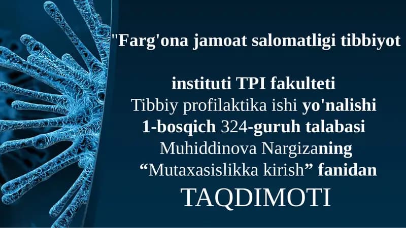 Gigiyena sohasida davlat vame'yoriy hujjatlar bilan tanishish