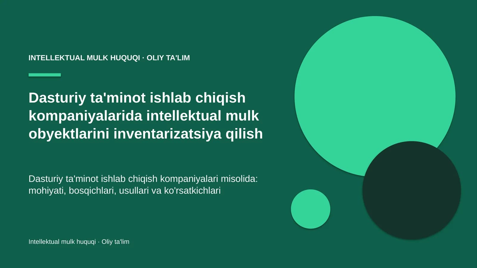 Intellektual Mulk Huquqi · Oliy Ta'lim