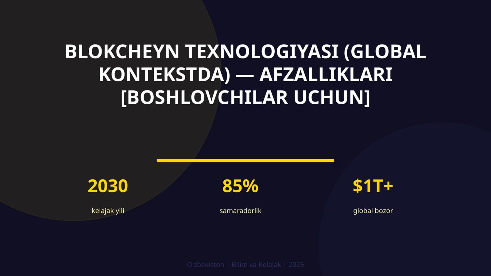 Blokcheyn texnologiyasi (global kontekstda) — afzalliklari [boshlovchilar uchun]