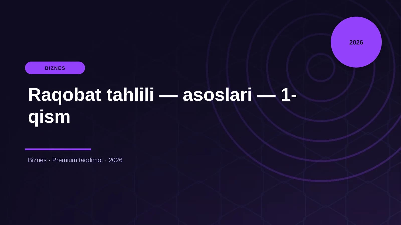 Raqobat tahlili — asoslari — 1-qism