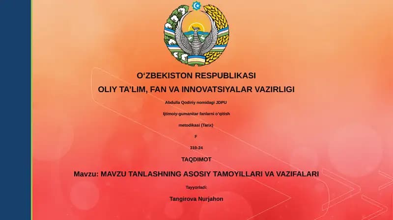Ijtimoiy-gumanitar fanlarni o’qitish metodikasi (Tarix)