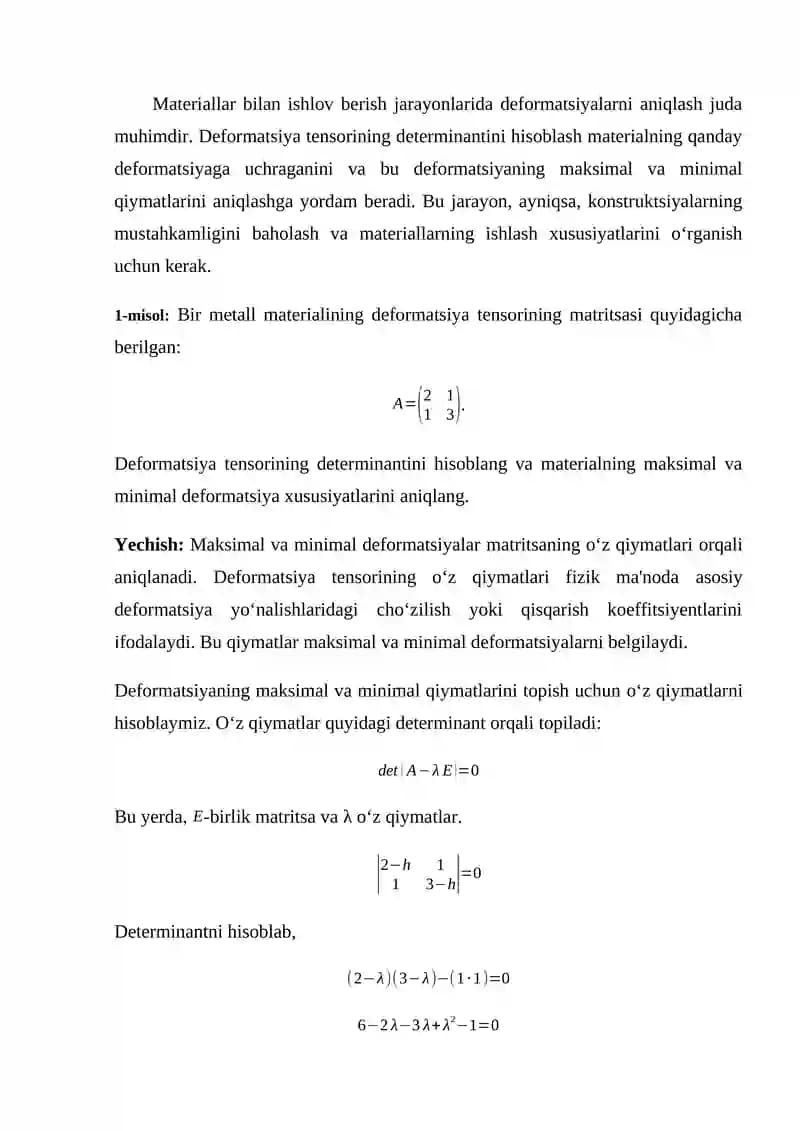 determinatni hisoblash