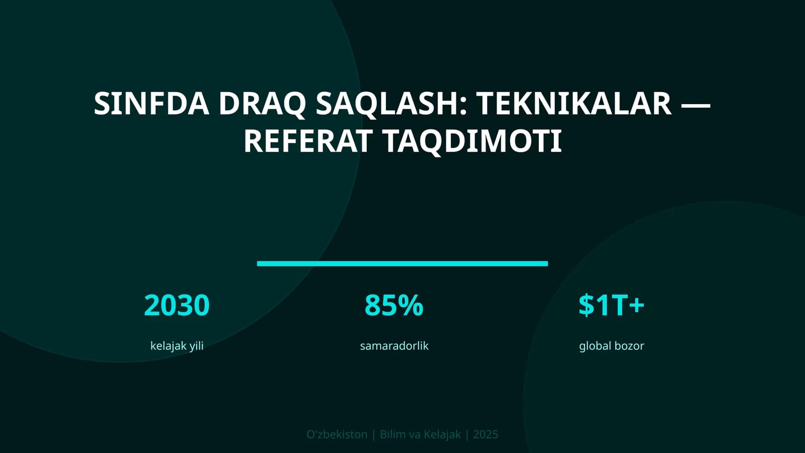 Sinfda draq saqlash: teknikalar — referat taqdimoti