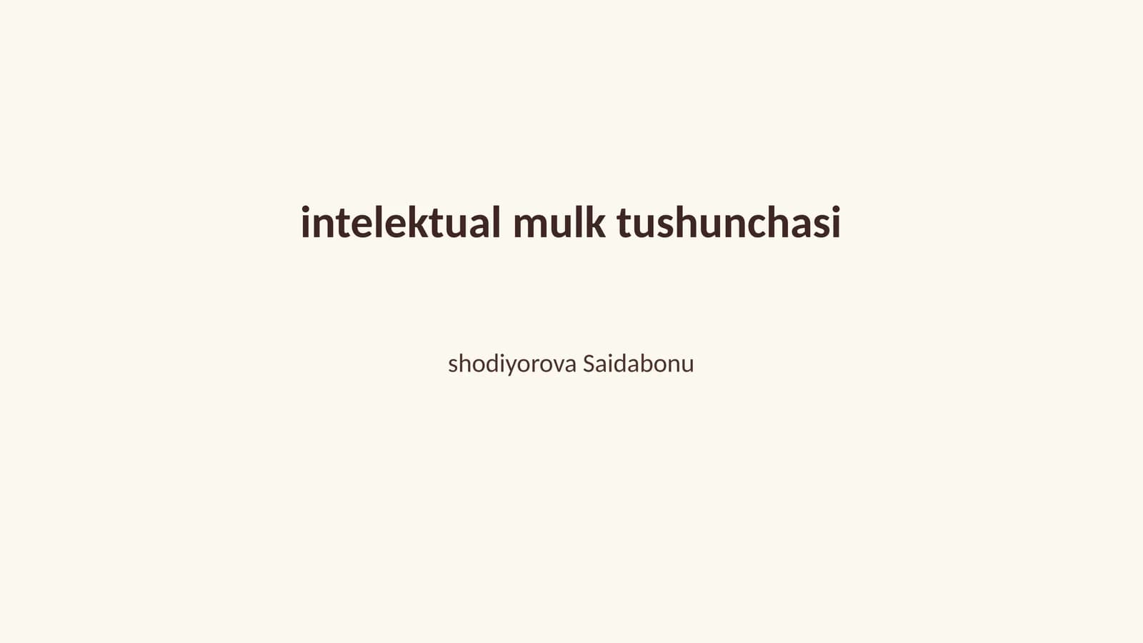 Intelektual Mulk Tushunchasi
