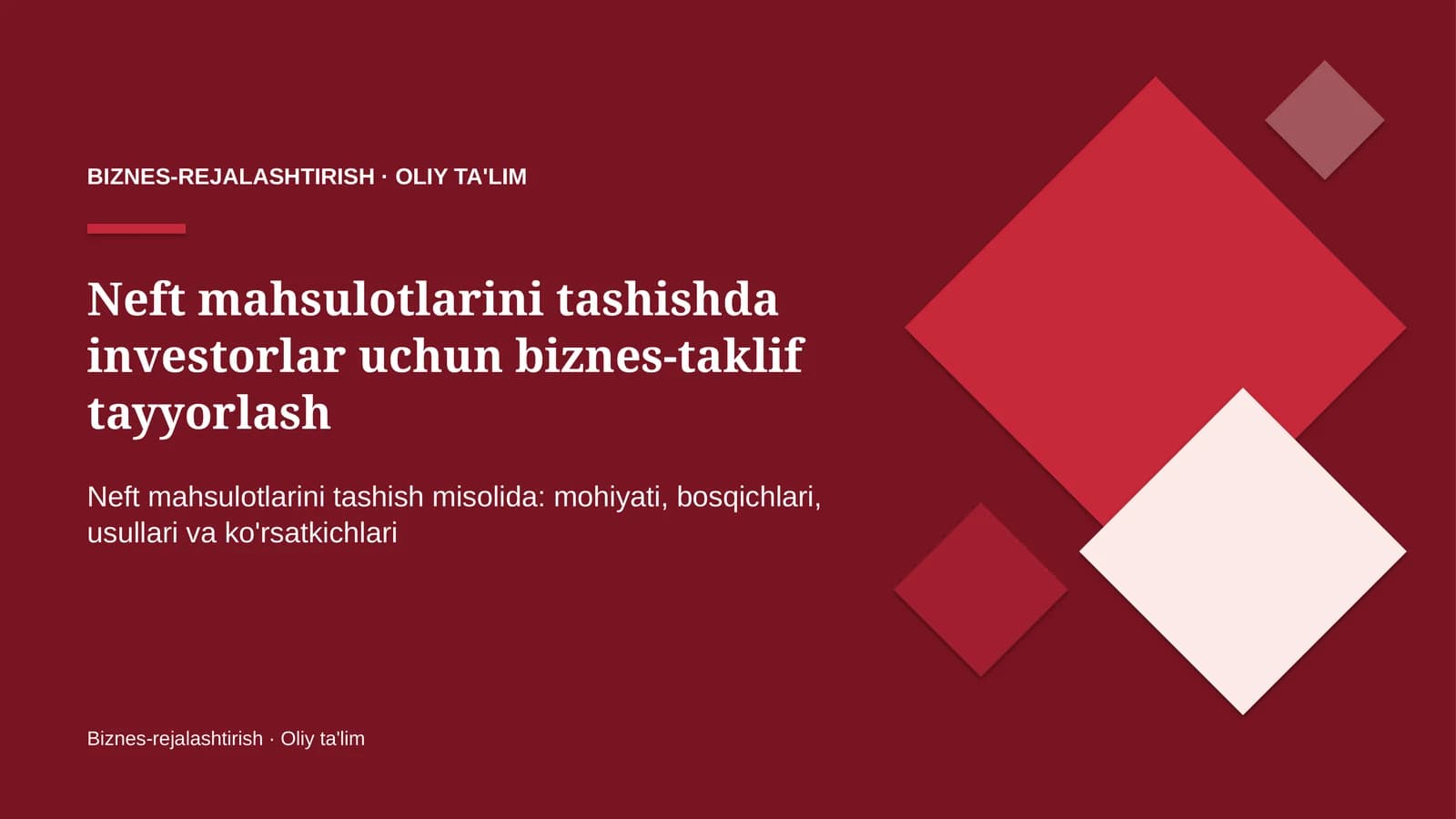 neft mahsulotlarini tashishda investorlar uchun biznes taklif tayyorlash 8237