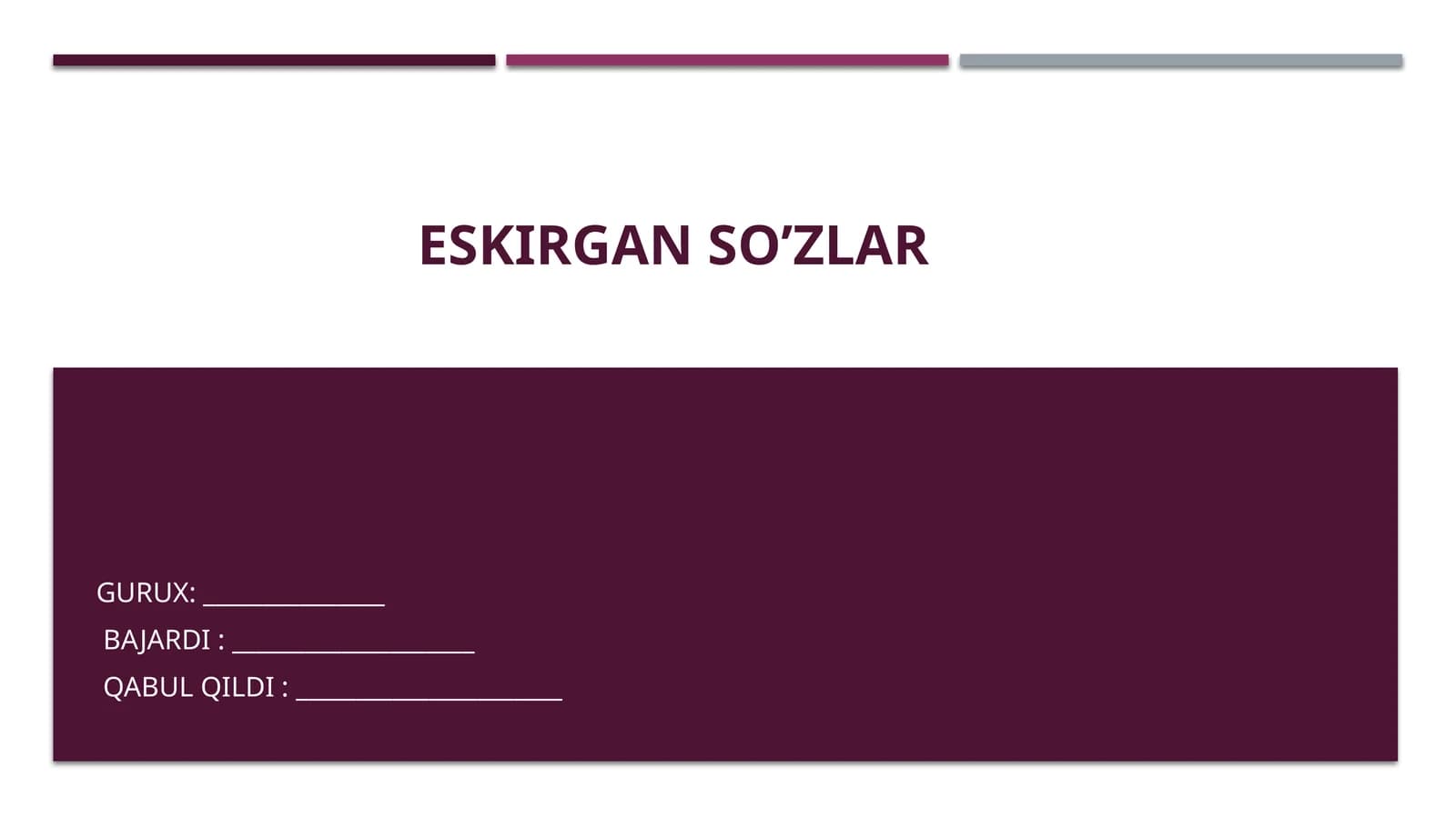 Eskirgan so’zlar