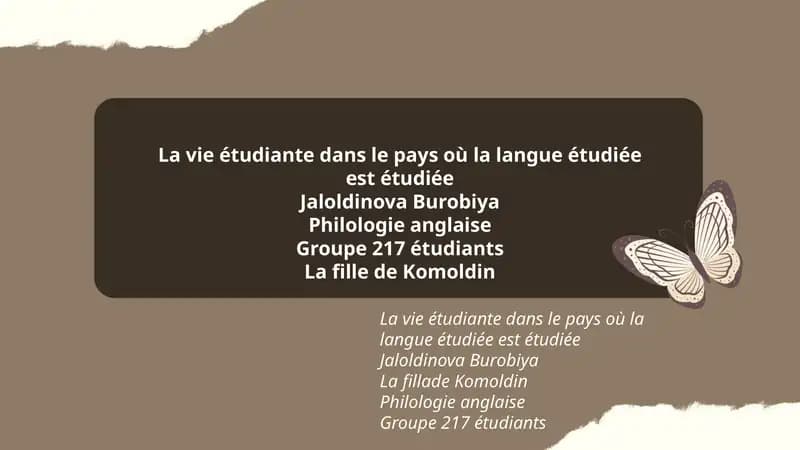La vie étudiante dans le pays où la langue étudiée est étudiée