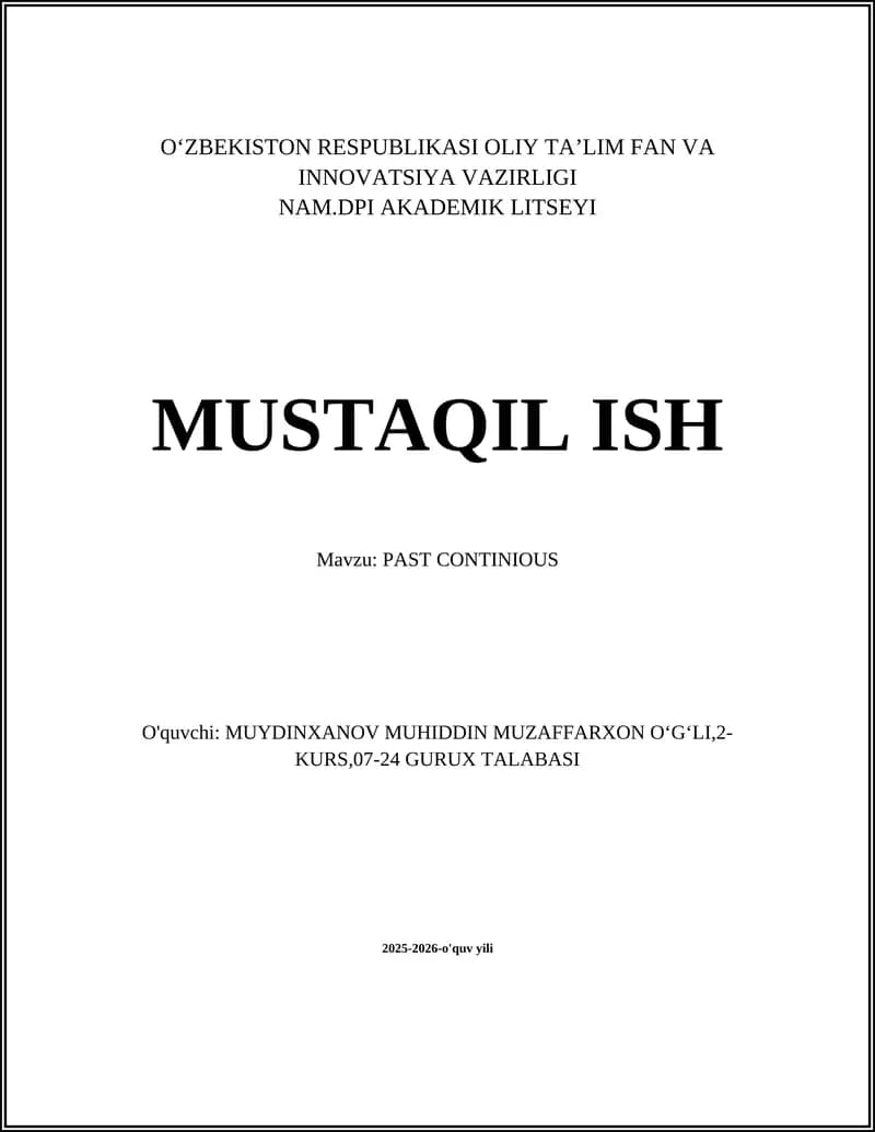 PAST CONTINIOUS