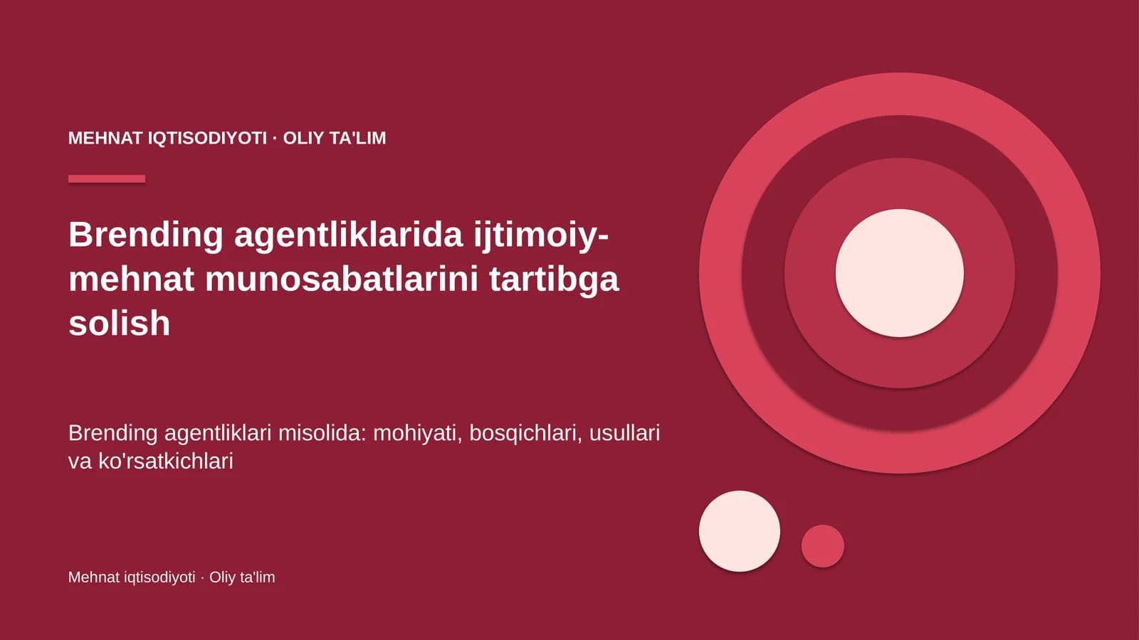 Mehnat Iqtisodiyoti · Oliy Ta'lim