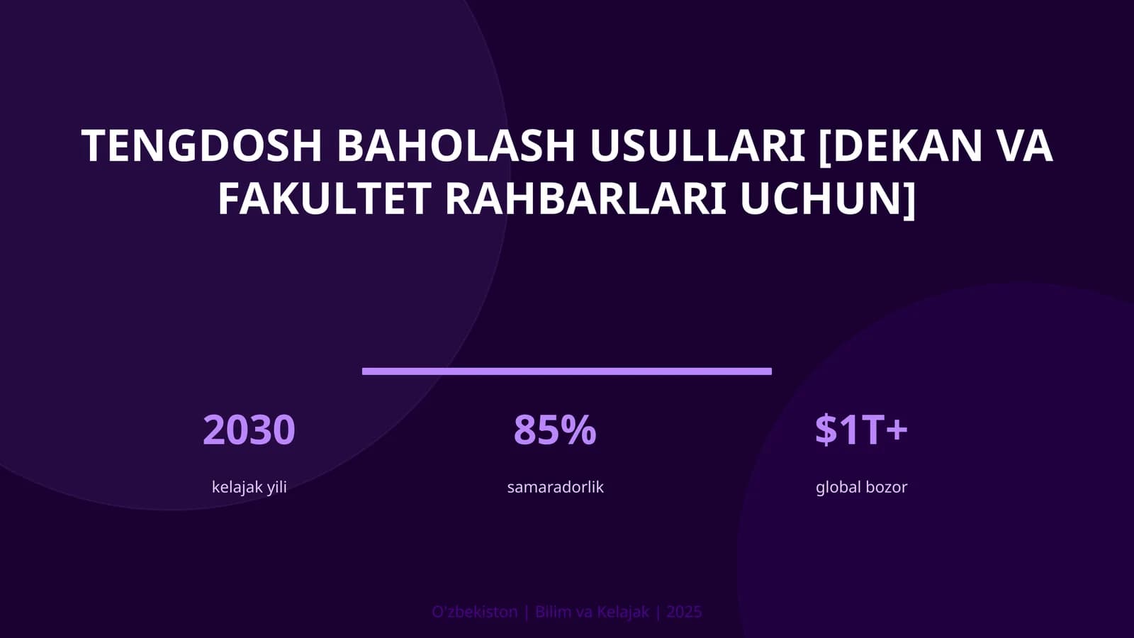 Tengdosh baholash usullari [dekan va fakultet rahbarlari uchun]