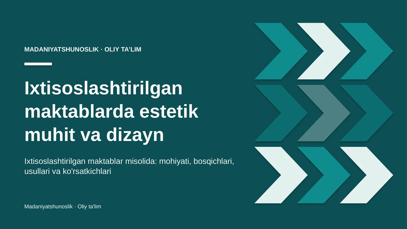 Ixtisoslashtirilgan maktablarda estetik muhit va dizayn