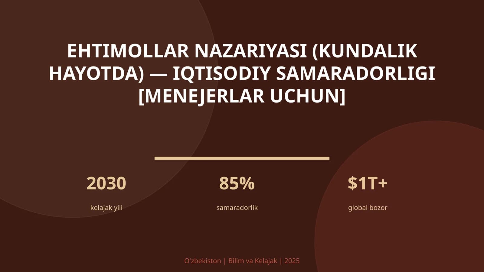 Ehtimollar nazariyasi (kundalik hayotda) — iqtisodiy samaradorligi [menejerlar uchun]