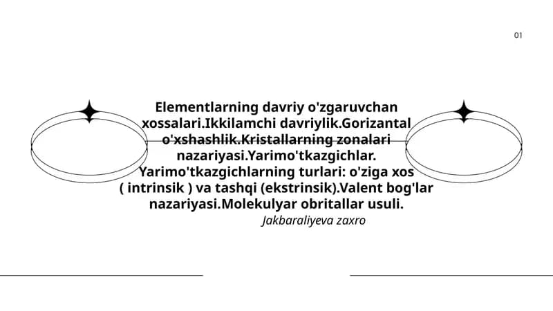 Elementlarning davriy o'zgaruvchan xossalari