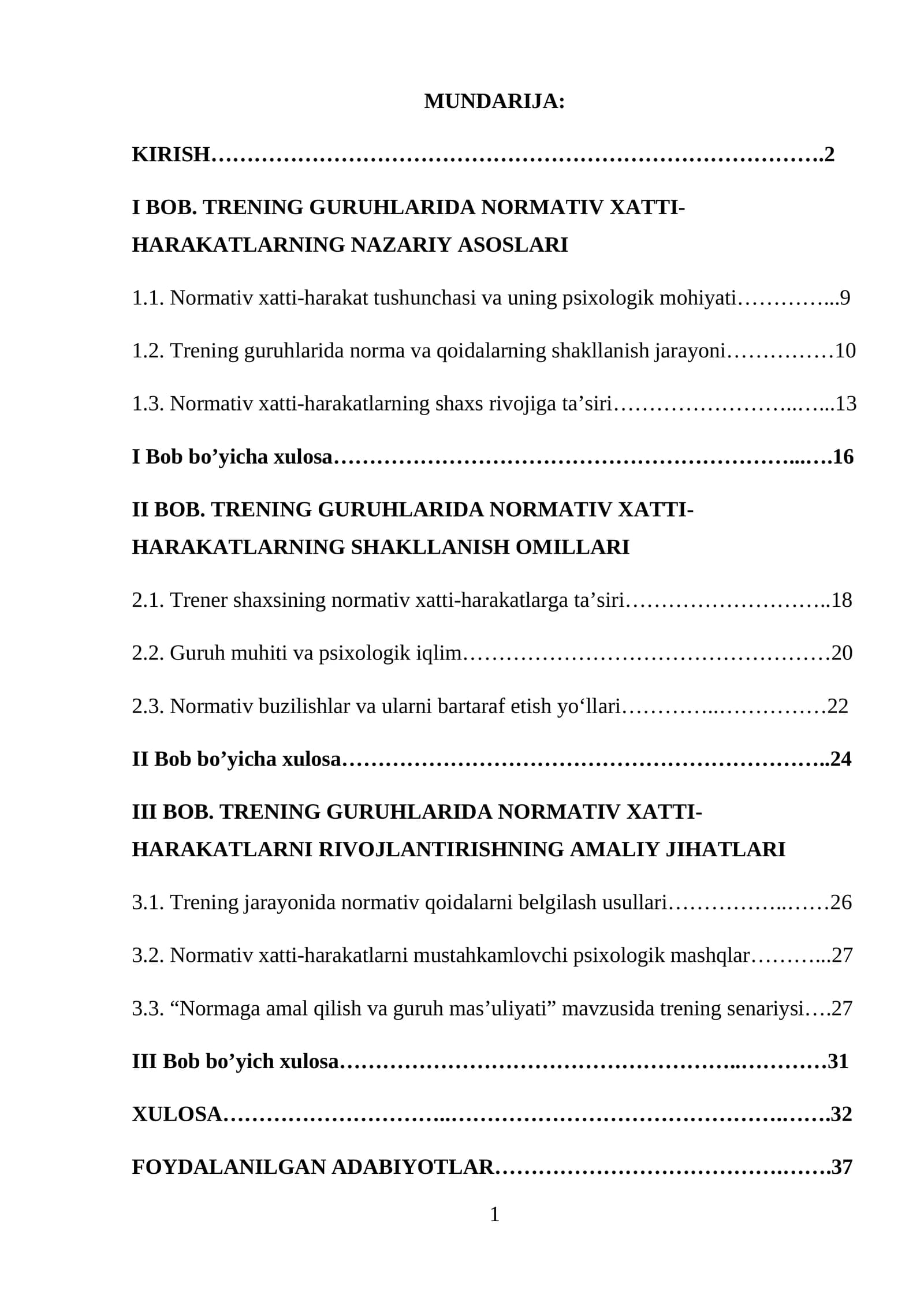 Trening guruhlariida normativ xatti-harakatlar