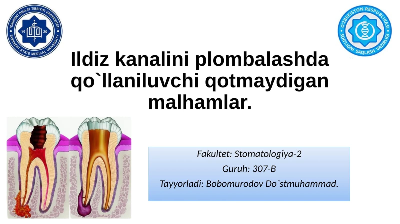 ildiz kanalini plombalashda qotmaydigan malhamlar