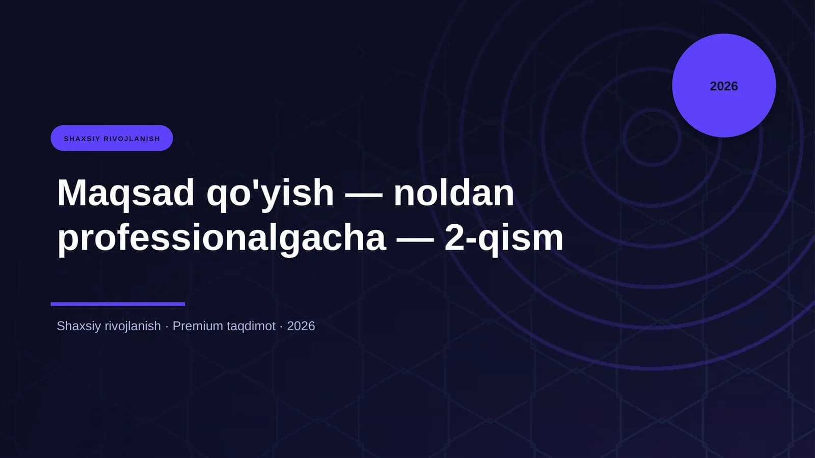 Maqsad qo'yish — noldan professionalgacha — 2-qism