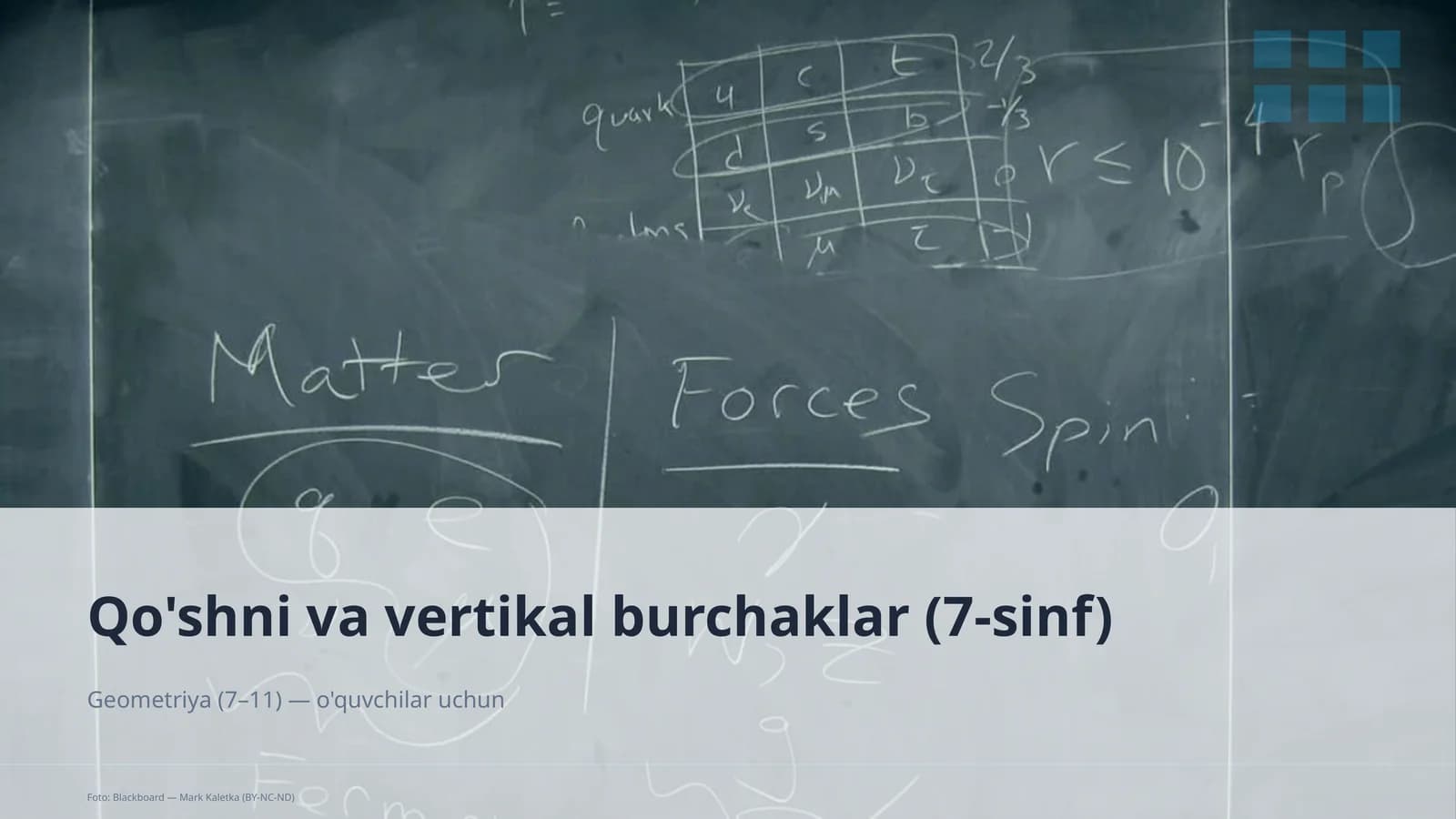 Qo'shni va vertikal burchaklar (7-sinf)